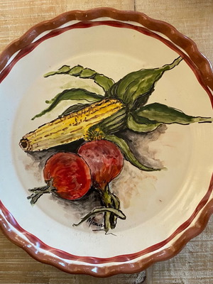 Handmade ceramic platter 33cm used with Maria Banou signature