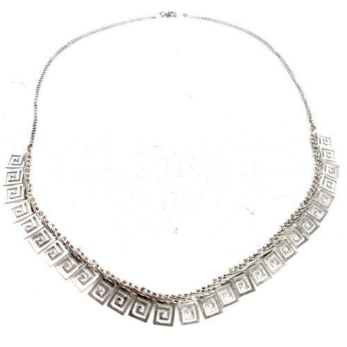 Silver Ancient Greek Necklace with Meanders used