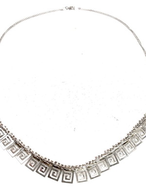 Silver Ancient Greek Necklace with Meanders used