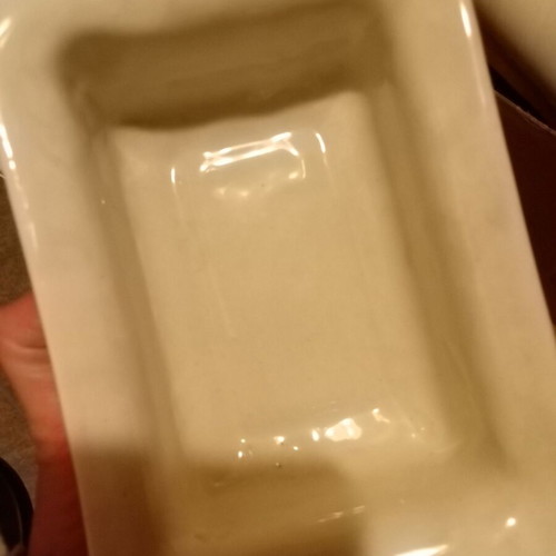 Large porcelain soap dish like new with purple flowers