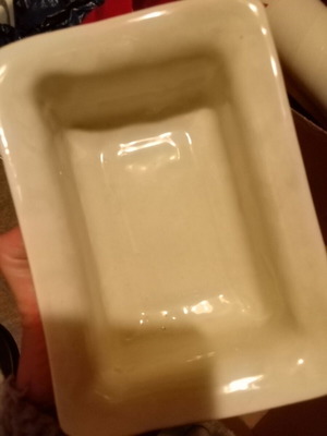 Large porcelain soap dish like new with purple flowers