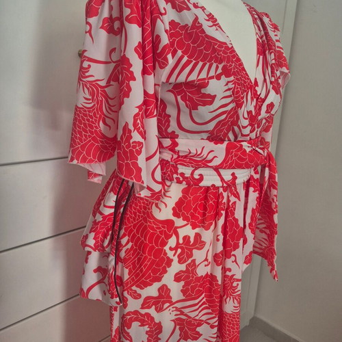 Karavan Japanese Dress like new, white and red, size S