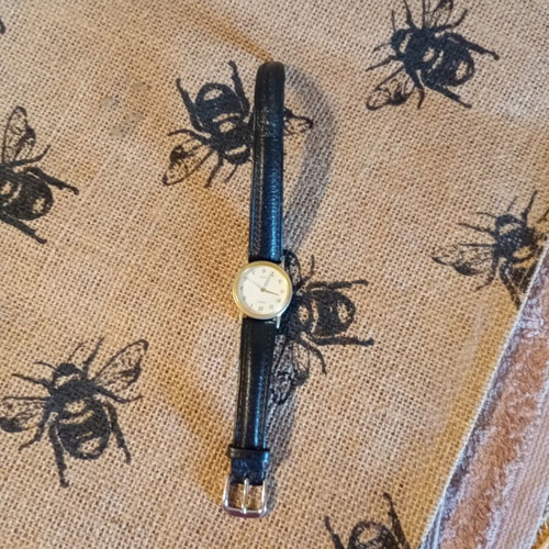Orient vintage watch used, black and gold, unisex