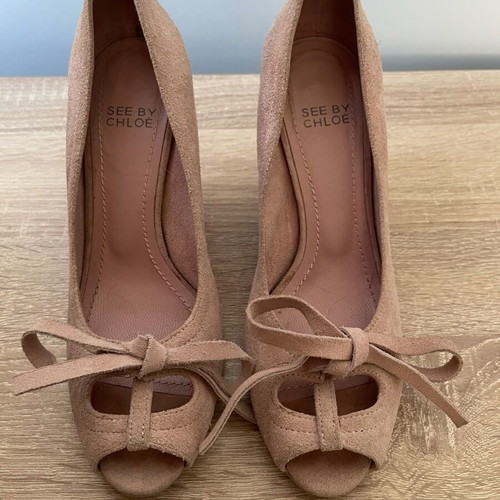 See by Chloé suede pink platform shoes size 36