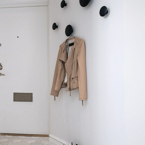 Dots wooden wall hooks, set of 3, black