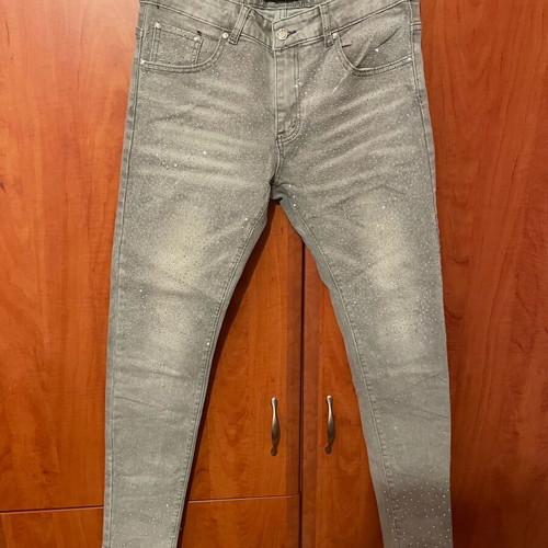 Jeans with rhinestones size M gray new