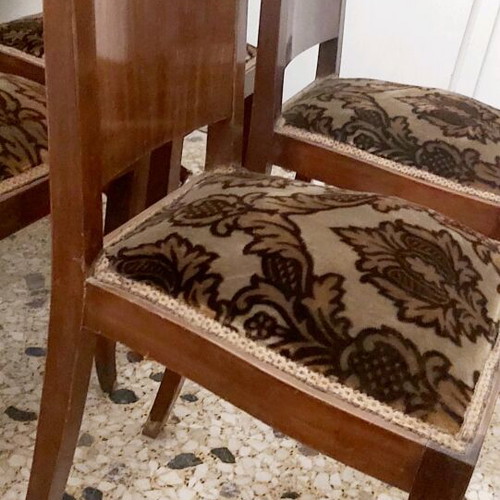 Chairs set of 4 used from 1940-1950 solid walnut wood