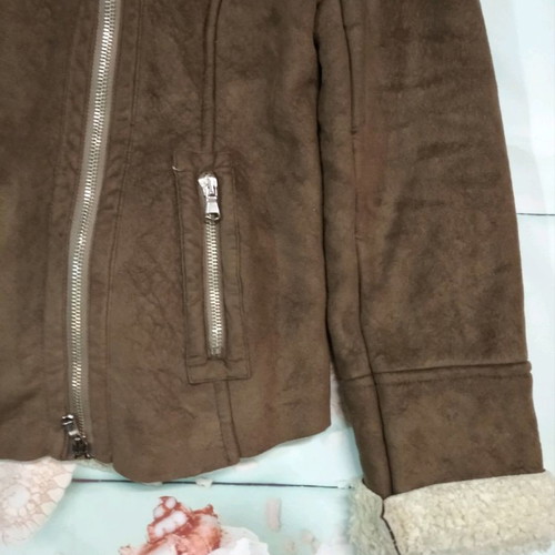 BSB suede jacket used with fur lining, size M, beige brown