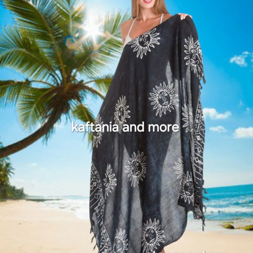 Black pareo with fringes, Rima Beachwear