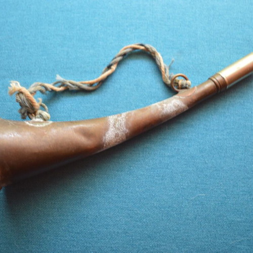 Old prewar tram conductor horn used with fabric ribbon