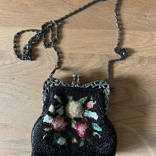 Motivi vintage hand bag like new with beads and embroidered roses