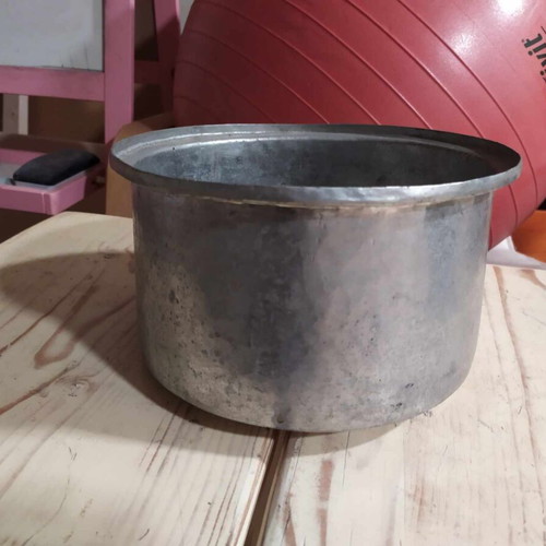 Galvanized old cooking pot used