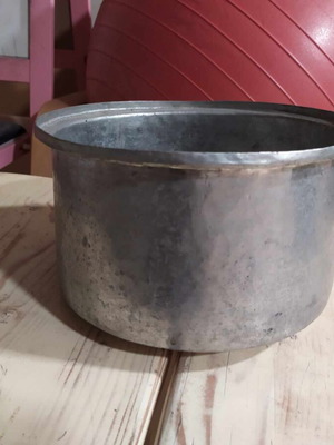Galvanized old cooking pot used