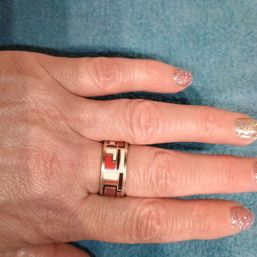 Stainless Steel Ring with Enamel new