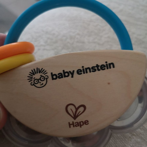 Hape Kids II Tiny Tambourine Baby Einstein like new, wooden and plastic