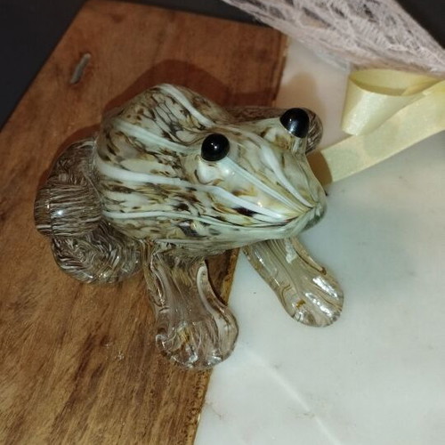 Handmade glass frog vintage miniature