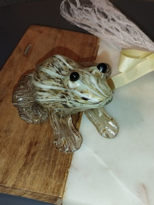 Handmade glass frog vintage miniature
