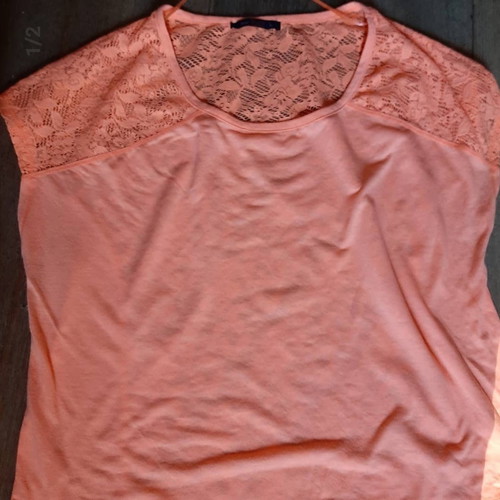 Blouse used with lace back, orange