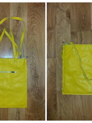 Shoulder bag used, genuine leather, yellow