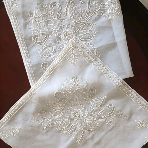 Tablecloth and silk chiffon square embossed floss embroidery new
