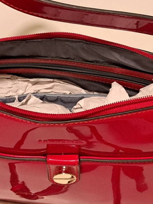 Francinel red patent leather shoulder and handbag