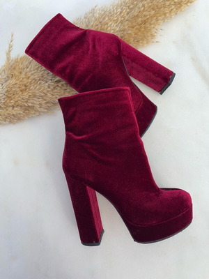Sante velvet ankle boots like new, size 37, burgundy red