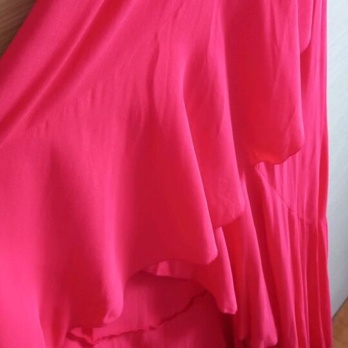 Bsb long asymmetric dress coral with gold embroidery like new, size XL