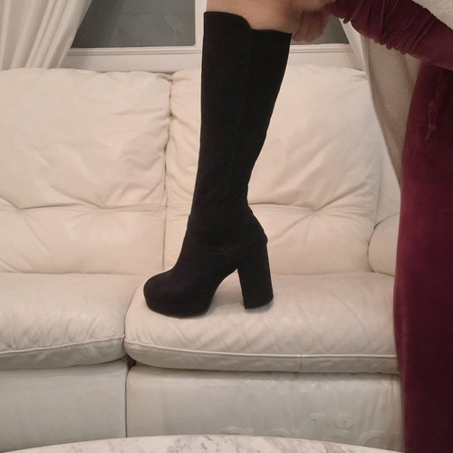 Graceland Women's Black Suede Boots With Heel And Zipper Like New Size 38
