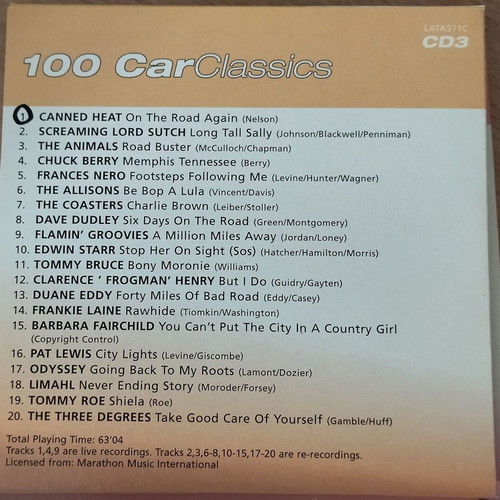 100 Car classics box set with 5 CDs used, foreign songs