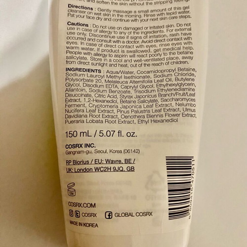 Cosrx Low pH Good Morning Cleanser like new, Korean facial cleanser 150ml