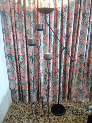 Floor lamp and three candle holders used