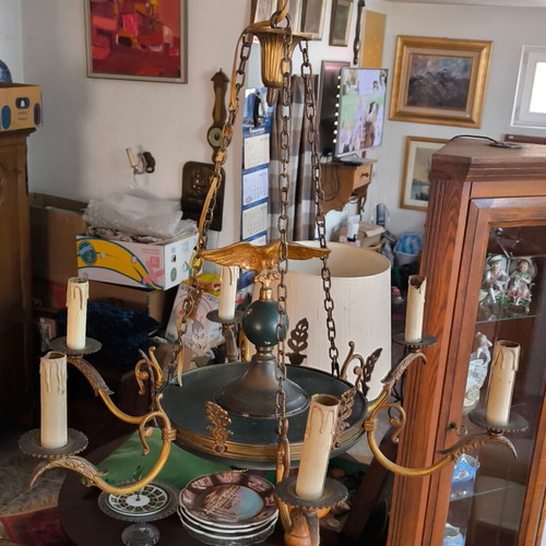 Empire style vintage bronze chandelier like new, 6 arms, 1920s
