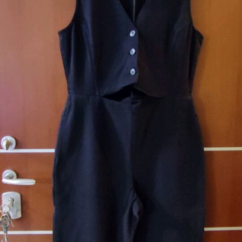 Michelle Keegan denim jumpsuit new, black with waist cutout