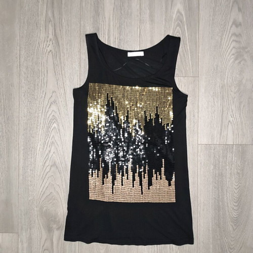Promod sleeveless top with sequins black size M like new