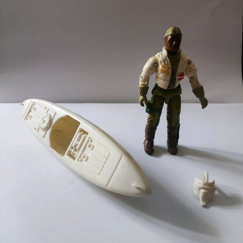 G.I. Joe Stalker Figure (Tundra Ranger v2) used, 1989 with helmet and kayak