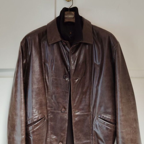 Navy & Green Italia men's brown leather jacket like new size L-XL
