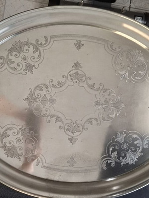 Vintage Oval Silver Plated Serving Tray used, large 70x50 cm