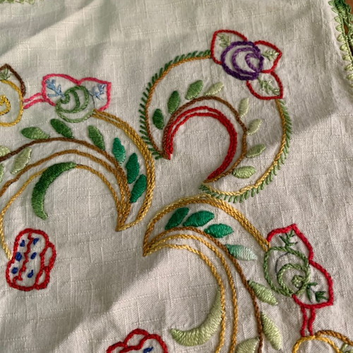 Handmade folk art embroidery used