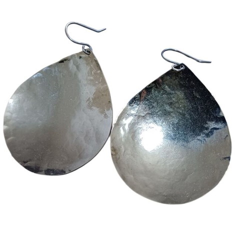 Steel earrings new, handmade, silver color