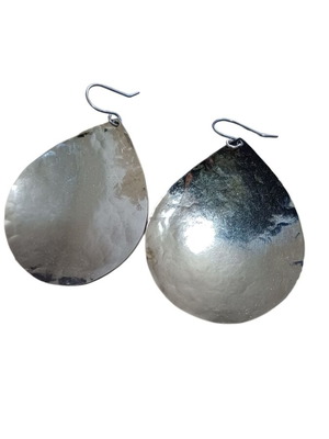 Steel earrings new, handmade, silver color
