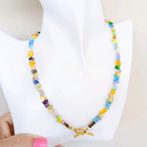 Women's Necklace with Semi-Precious Stones New, Stainless Steel