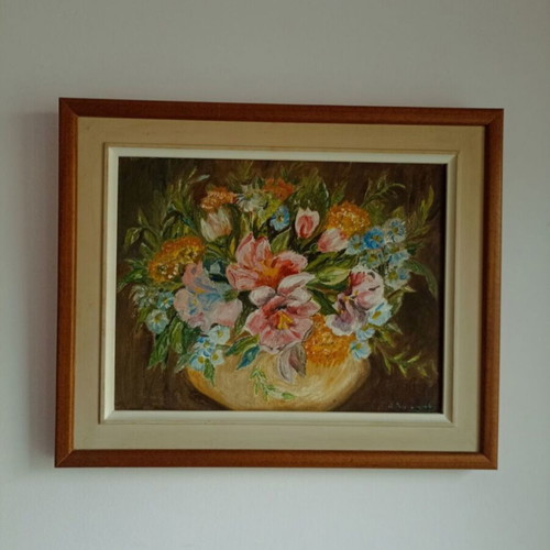 Oil painting used, 46x38 cm, signed, wooden frame