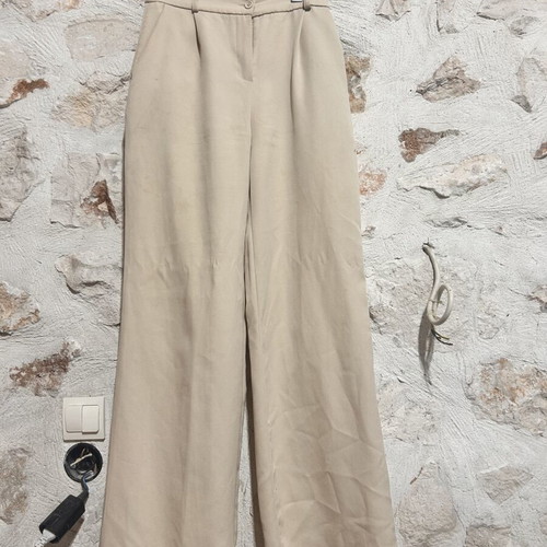 ASOS Beige High-Waisted Wide Leg Trousers Size M used
