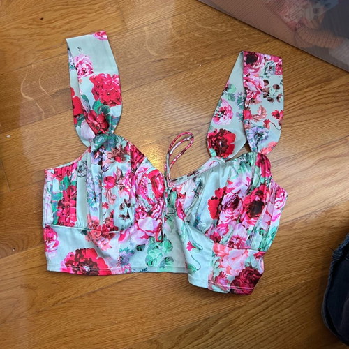For Love & Lemons satin top multicolor new size M