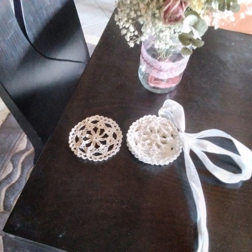 Handmade knitted coasters set of 6, new with butterfly lace