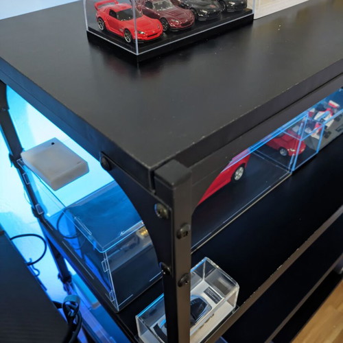 Black floor shelf 100 × 33 × 100 cm with 2 RGB LED strips