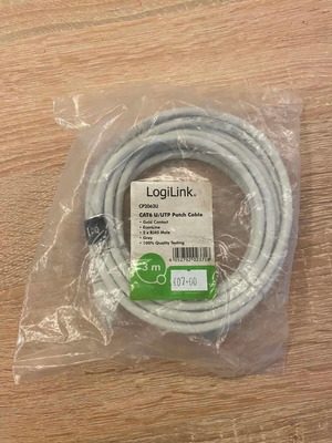 Καλώδιο Δικτύου LogiLink CAT6 U/UTP Patch Cable 3m καινούργιο, σφραγισμένο