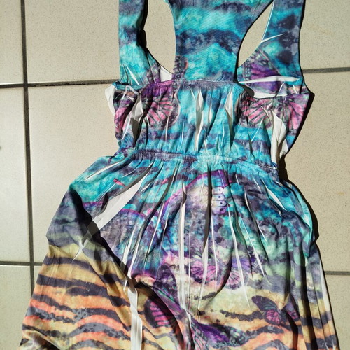 Maxi summer dress S/M with colorful tropical print, like new