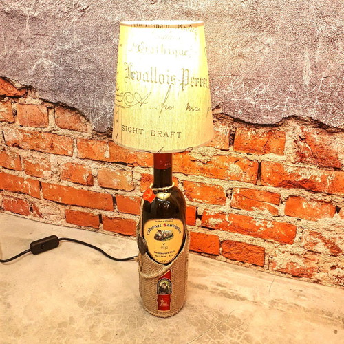 Desk lamp handmade from wine bottle new