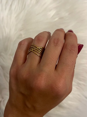 Adjustable gold-colored steel ring new